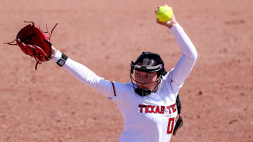 Texas Tech's Brenlee Gonzales pitches against Oklahoma State during a Big 12 Conference softball game, Sunday, March 9, 2025, at Rocky Johnson Field.