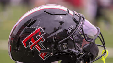 A helmt is seen during the Texas Tech football team's spring game, Saturday, April 19, 2025, at Jones AT&T Stadium.