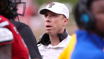 Texas Tech defensive coordinator Shiel Wood looks on during a non-conference football game, Saturday, Sept. 13, 2025, at Jones AT&T Stadium.