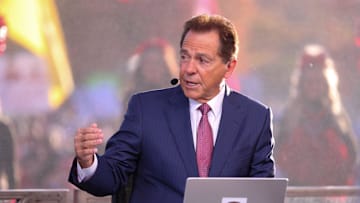 Former Alabama head coach Nick Saban discusses the Texas Tech football game vs. BYU on College GameDay at Jones AT&T Stadium.