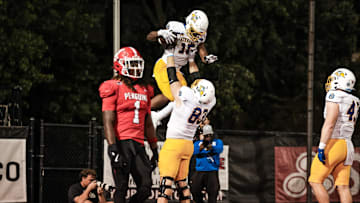 South Dakota State running back Julius Loughridge (15)