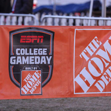 Signage is seen during College GameDay before a Big 12 Conference football game, Saturday, Nov. 8, 2025, at Jones AT&T Stadium.