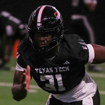 Stanford transfer David Bailey goes through a drill during Texas Tech's spring football practice
