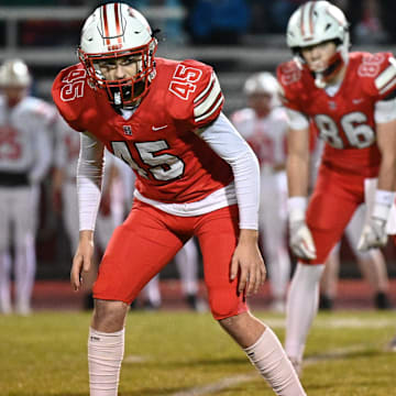 Devin Eberhardy (45) of Sussex Hamilton has been voted High School on SI Wisconsin's Defensive Player of the Week