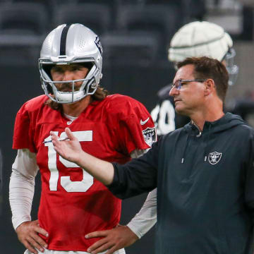 Las Vegas Raiders QB Gardner Minshew, and QB Coach Scangarello