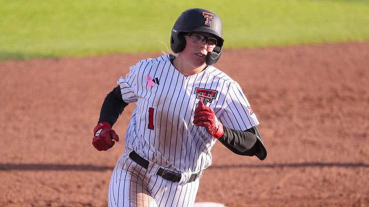 Texas Tech's Mia Williams rounds the bases after hitting a home run against Tarleton State during a non-conference softball game, Tuesday, April 28, 2026, at Tracy Sellers Field.
