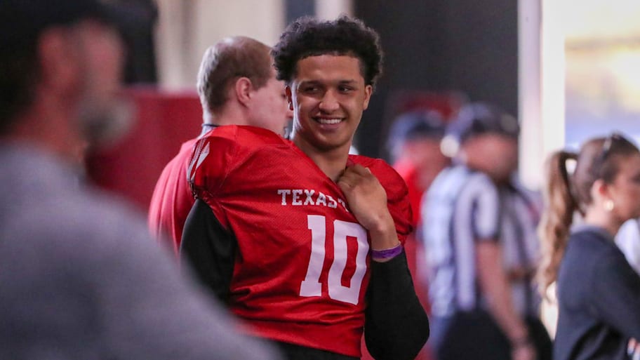 Texas Tech's Lloyd Jones III attends spring practice.