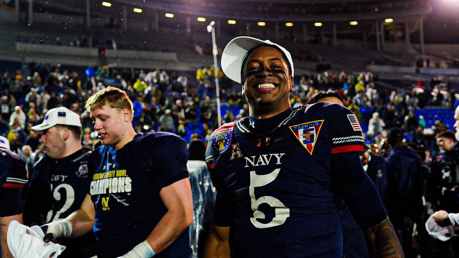 Navy’s Braxton Woodson smiles as they defeated the Cincinnati Bearcats in the Liberty Bowl.