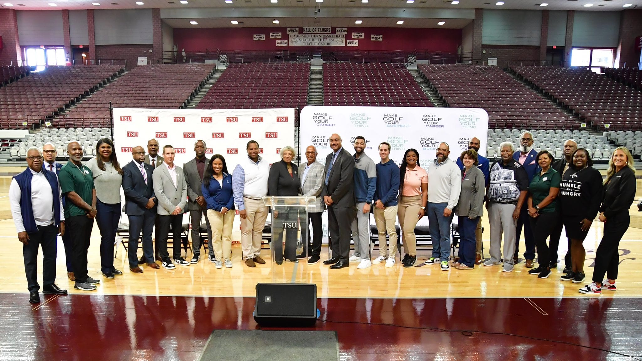 March 26, 2024;PGA, LPGA, USGA were in attendance at the unveiling of the new state-of-the-art golf simulator at Texas Southern University.  H&PE Arena in Houston, Texas.