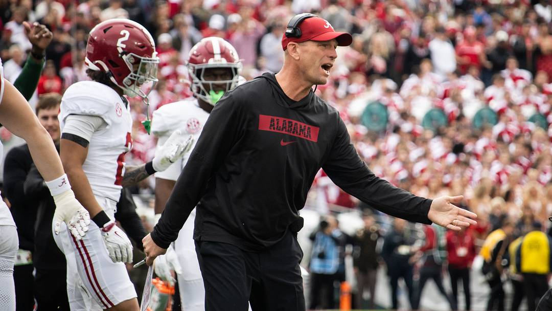 Alabama head coach Kalen Deboer coaches his players as a time out is called in the first half of the Rose Bowl on Jan. 1, 2026. Alabama head coach Kalen Deboer coaches his players as a time out is called in the first half of the Rose Bowl on Jan. 1, 2026.