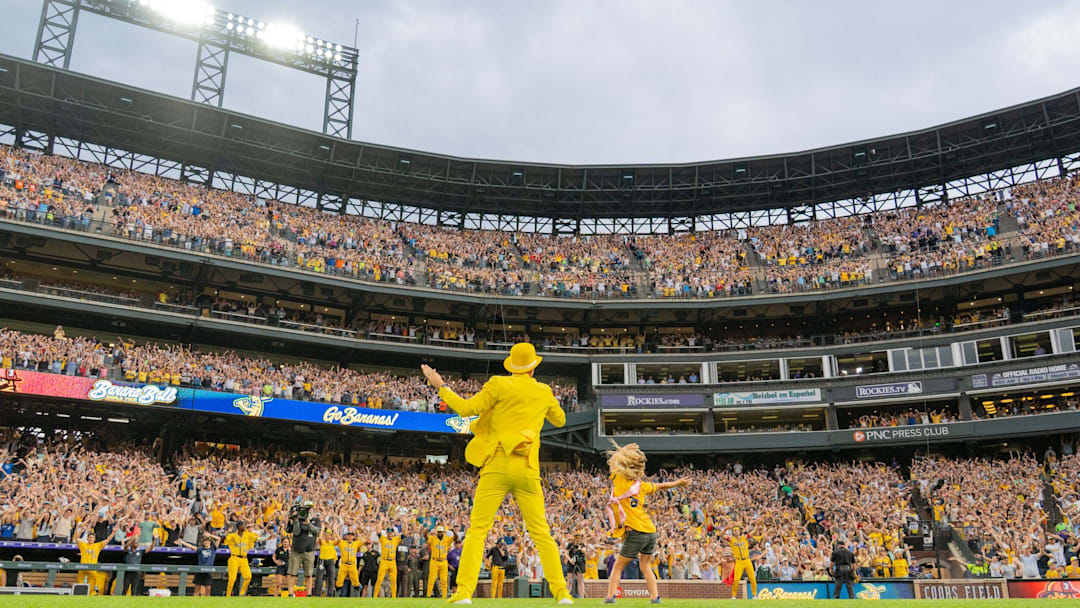Sold out stadium of 50,000 fans at Coors Field in Colorado 