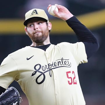 Arizona Diamondbacks pitcher Jordan Montgomery (52) delivers a pitch on Aug. 27, 2024 at Chase Field in Phoenix.