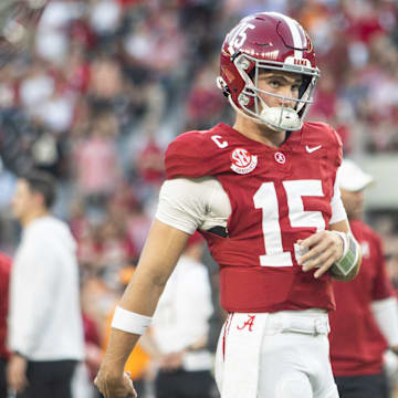 Alabama quarterback Ty Simpson (15)