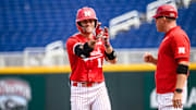 Riley Silva smiles after a single. 