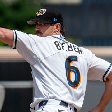 Guardians starting pitcher Shane Bieber makes a rehab start for the Akron RubberDucks on July 29, 2025, at Canal Park.