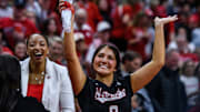 Lexi Rodriguez waves to the fans at the Devaney Center. 