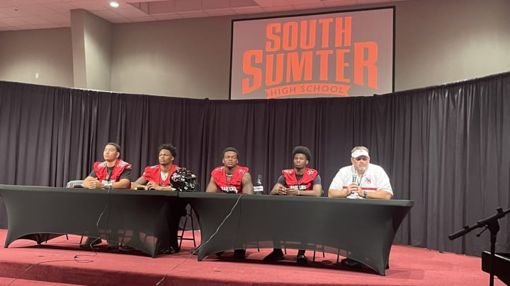 South Sumter at the podium at North Suncoast Media Day 2024 in Weeki Wachee, Florida on July 19th 