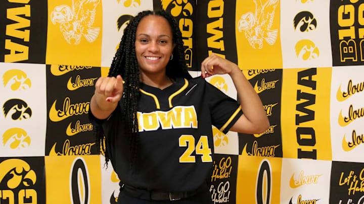 Mariah Myers, a future Iowa Hawkeye, hit two home runs in the same inning for St. Edmond High School on Saturday.
