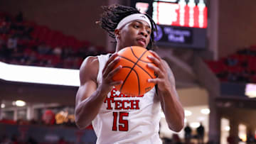Texas Tech's JT Toppin collects a rebound against Northern Colorado during a non-conference basketball game, Friday, Nov. 29, 2024, at United Supermarkets Arena.