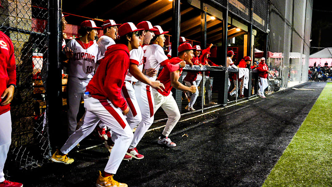 Corona baseball team celebrates at the 2025 Boras Classic. Corona baseball team celebrates at the 2025 Boras Classic.