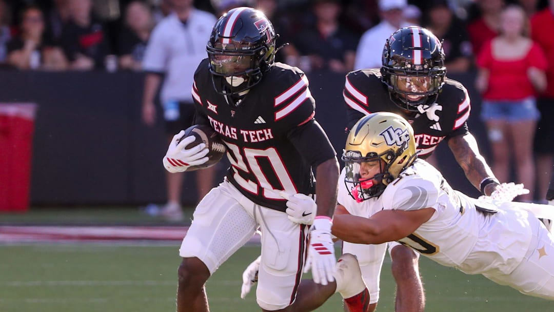 Texas Tech's J'Koby Williams returns a punt against UCF during a Big 12 Conference football game, Saturday, Nov. 15, 2025, at Jones AT&T Stadium. Texas Tech's J'Koby Williams returns a punt against UCF during a Big 12 Conference football game, Saturday, Nov. 15, 2025, at Jones AT&T Stadium.