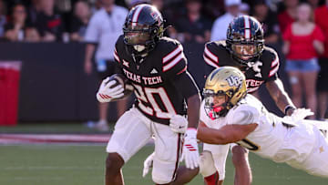 Texas Tech's J'Koby Williams returns a punt against UCF during a Big 12 Conference football game, Saturday, Nov. 15, 2025, at Jones AT&T Stadium.