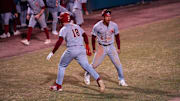 Boston College baseball celebrates during a game