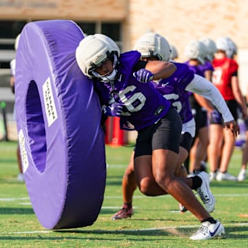 CB Jonah Martinez goes through a drill during TCU Football's fall camp. 