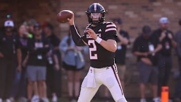 Texas Tech's Behren Morton prepares to throw against UCF during a Big 12 Conference football game, Saturday, Nov. 15, 2025, at Jones AT&T Stadium.