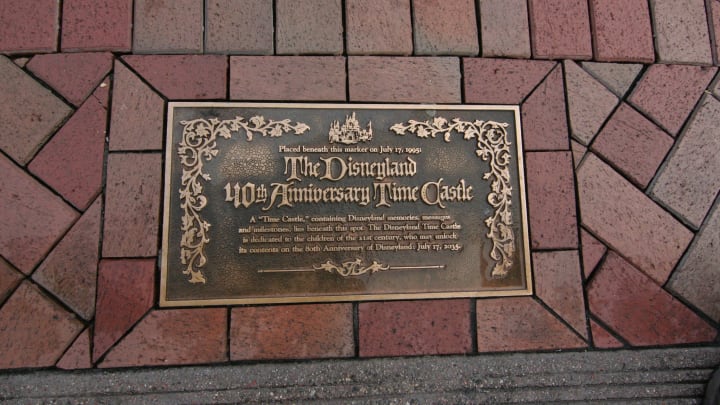 Time capsule plaque at Disneyland.