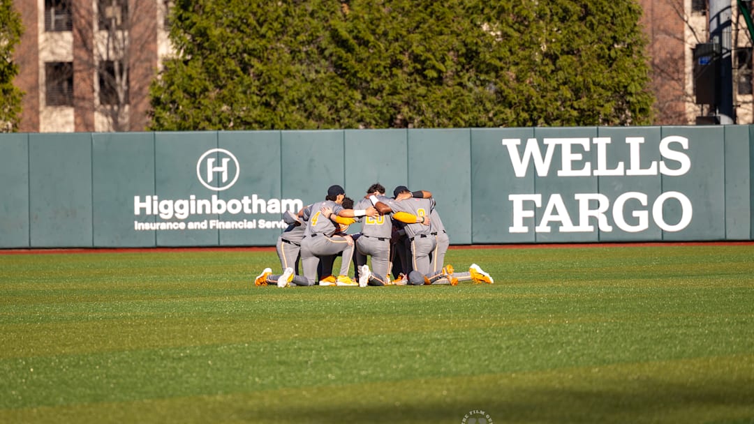 Tennessee basbeall players pray before a game vs Georgia in Athens, Georgia
