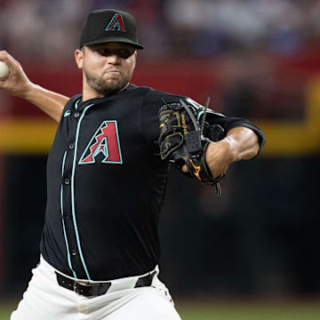 Arizona Diamondbacks pitcher Slade Cecconi (43) delivers a pitch on July 10, 2024 at Chase Field in Phoenix.