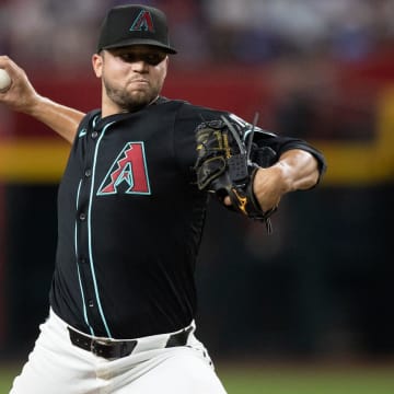 Arizona Diamondbacks pitcher Slade Cecconi (43) delivers a pitch on July 10, 2024 at Chase Field in Phoenix.