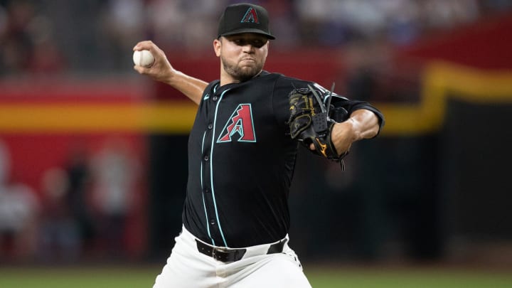 Arizona Diamondbacks pitcher Slade Cecconi (43) delivers a pitch on July 10, 2024 at Chase Field in Phoenix.