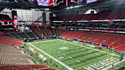 Mercedes-Benz Stadium ahead of the 2025 SEC Championship game between Alabama and Georgia.