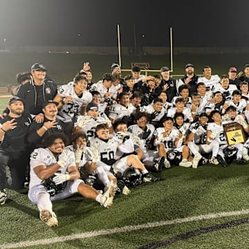 Rio Hondo Prep poses after winning a CIF Southern Section Division 5 title over Redondo Union.