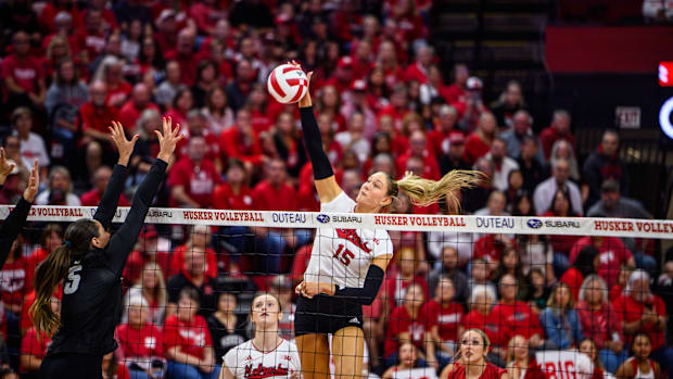 Andi Jackson sends a kill in the first set. 