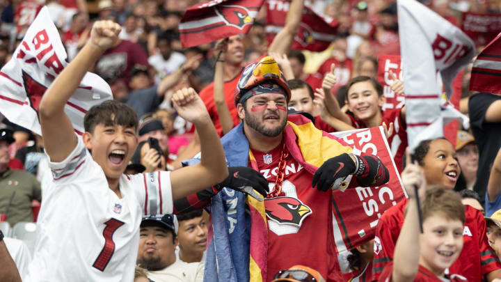 Fans cheer at the Arizona Cardinals Red and White practice at training camp on Aug. 3, 2024 at State Farm Stadium in Glendale.