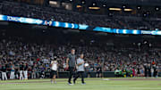 Randy Johnson and Luis Gonzalez are inducted in to the Arizona Diamondbacks Hall of Fame on July 27, 2024 at Chase Field in Phoenix.