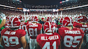 Kalen DeBoer leads Alabama out of the tunnel prior to the Tennessee game