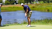 Josh Allen hits a putt at the American Century Championship in Lake Tahoe.