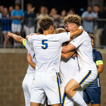 Pitt Men's Soccer Celebrates A Goal 