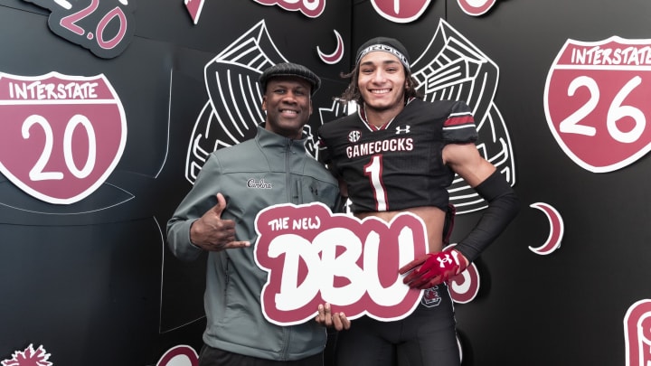 Three-star CB Christopher Hatfield   on his official visit to South Carolina on June 7th, 2024. 