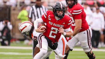 Texas Tech's Behren Morton runs against Oregon State during a non-conference football game, Saturday, Sept. 13, 2025, at Jones AT&T Stadium.