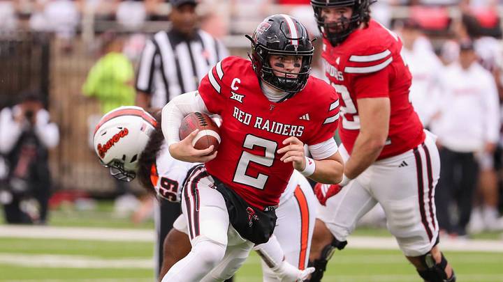 Texas Tech's Behren Morton runs against Oregon State during a non-conference football game, Saturday, Sept. 13, 2025, at Jones AT&T Stadium.