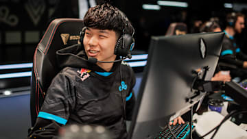 “Jojopyun” of Cloud9 is seen on stage at LCS Spring Split Playoffs at the Riot Games Arena in Los Angeles, CA, on March 23, 2024.