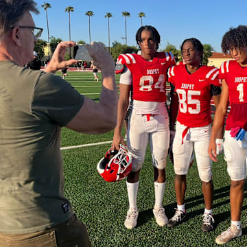 NFL offspring Daylen Sharper, Donovan McNabb Jr. and Devin Fitzgerald play for Brophy Prep in Phoenix. 