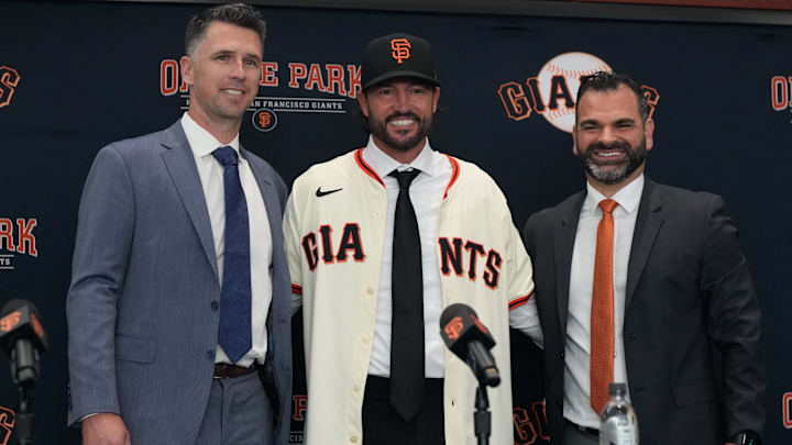 Tony Vitello being introduced as the new San Francisco Giants baseball manager