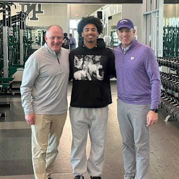 Mason James is shown on a Kansas State recruiting visit.