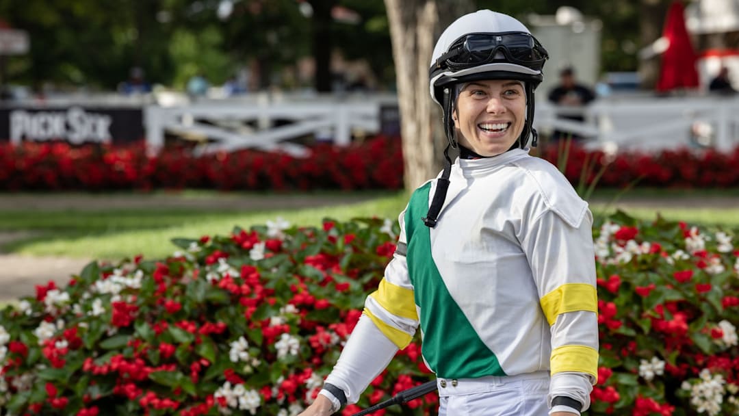 Katie Davis inside the Saratoga Race Course paddock. Katie Davis inside the Saratoga Race Course paddock.